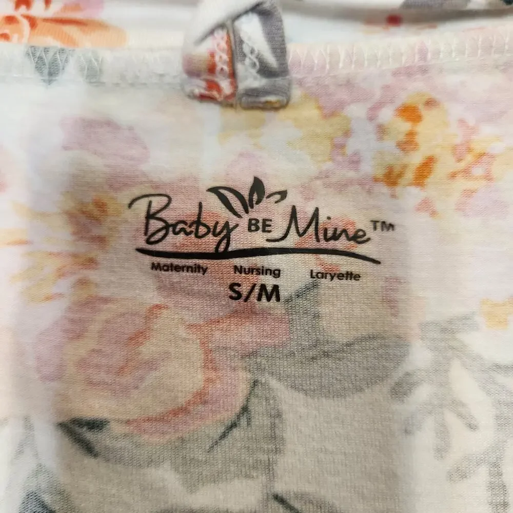 BABY BE MINE White Multi Floral Labor Delivery Nursing Knee Length Robe Women SM